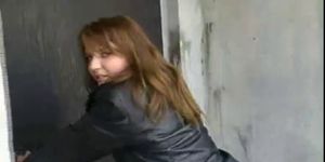 leather jacket jeans ass