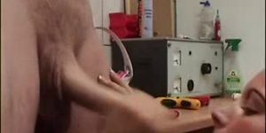 27 old year girl giving great blowjob in lab then taste