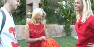 Innocent blonde cheerleader learns how to fuck and suck