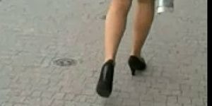 Candid #172 Woman with nice legs in high heels and skir