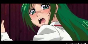 Green haired hentai girl gets ass slapped