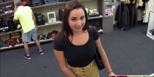 Classy teen gets her shaved pussy priced at the shop