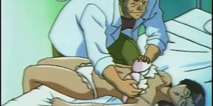 Naughty anime doctor squeezed her patient tits