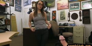 Chick in glasses pawns her BFs stuff and banged by pawn