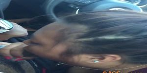 Asian deepthroats black dick in car
