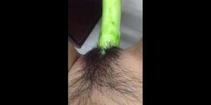 Horney Chinese student shape cucumber as cock and fuck 