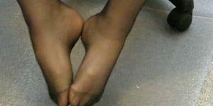 My black pantyhose feet playing together