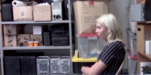 Cute blondie teen gets surprised after the guard shows 