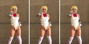 Cosplay android Aigis getting pussy fingered
