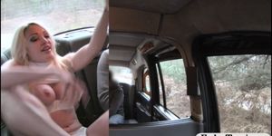 Busty babe screwed by nasty fake driver in the backseat