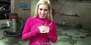 Real euro picked up blonde flashes boobs