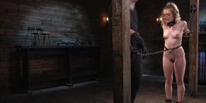 Blindfolded and chained blonde vibed