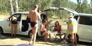 Teens russians fuck on picnic out