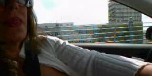 German Wife Flashing Tits In Car