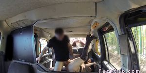 Blue haired amateur banged in fake cab