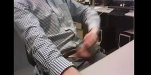 dad strokes cock at the office 3