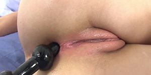 Sweet moist peach babe solo anal drilled