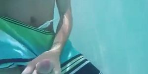 Cumming in the public pool