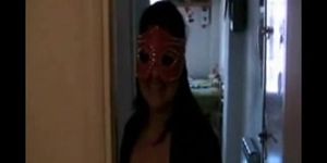 Latina girl fucked with a cute mask on