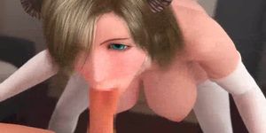 Animated blonde doing blowjob