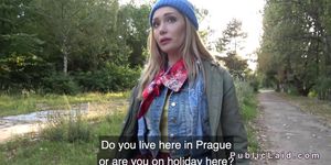 Czech blonde banged big dick outdoor