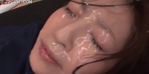 Innocent asian teeny getting face and mouth cum filled