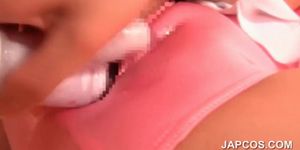 Horny Japanese teen girl shoves large dildo in her wet 