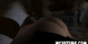 Hot 3D babe fucked in both of her holes by a zombie