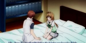 Innocent anime sweetie orally pleasing her BF in bed