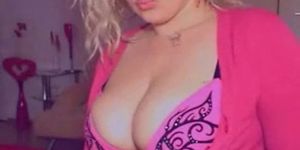 Busty blonde webcam girl sexy panties and bra