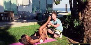 Yoga babe Yara Skye gives head and pussy pounded hard