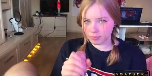 Student Girl Gently Sucks and Loves Cum