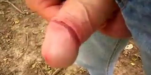 Uncut Cock Outdoor Wanking and Cumming