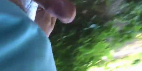 handjob of a dck in the woods