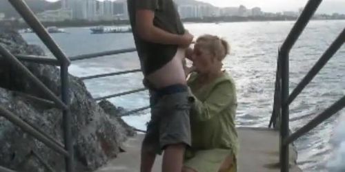 Sex by the water is always good and hot with a blonde