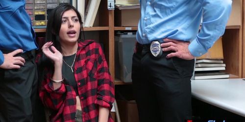 Dirty LP officers sharing a shy busty teen thief Audrey