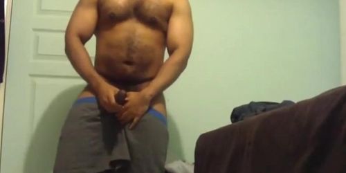 Cute Black Hairy Cub Jerks Off  Cums