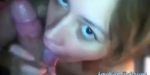 POV Nice tits blowjob followed by cumkiss