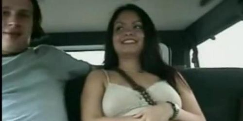 Teasing a hot slut in a car