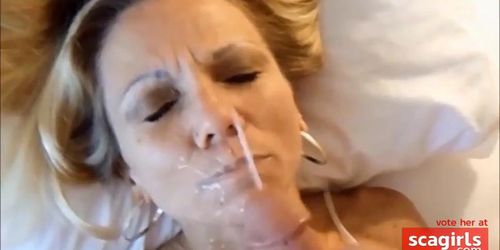 Petite mature blonde POV facial and replay