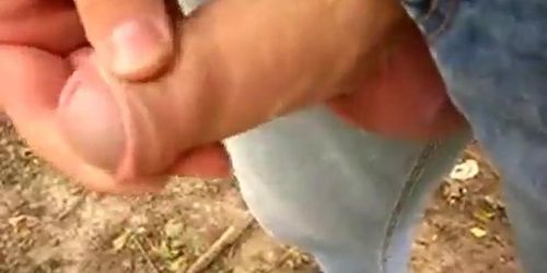 Uncut Cock Outdoor Wanking and Cumming