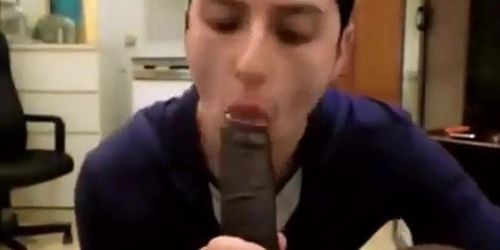 dude enjoys sucking a big black cock