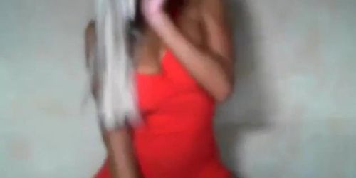 Hot blonde sexy red dress dance