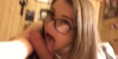 She records her blowjob skills to improve herself