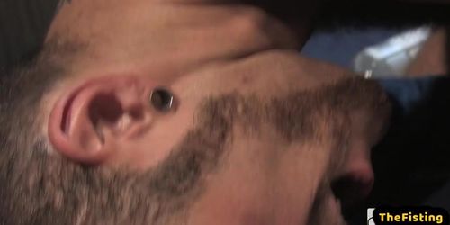 Hairy otter gets his lubed asshole buttplugged and fisted