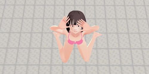 Toyota nono Animation girl shakes her big tits with pink bikini