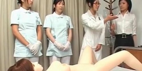 Japanese dirty nurses taking cum samples from their pat