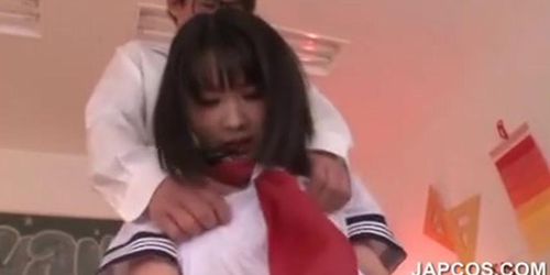 Delicate asian school doll fucked by her teacher in cla