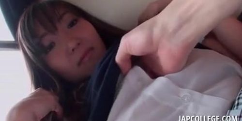 Jap school sweetie gets nipples teased in POV close-up