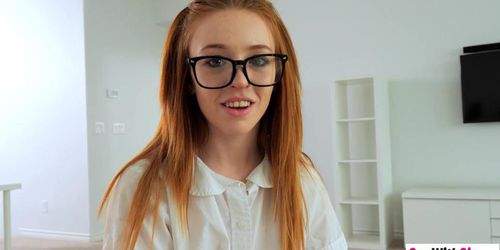 Sesxy stepsis nerd wanted to be a bad girl and she asked stepbro for a cock